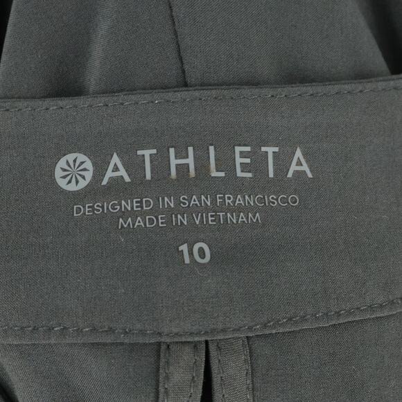 Athleta Jumpsuit Womens 10 Gray Crop Ankle Elastic Tie Waist Snaps Open Back - Picture 3 of 16